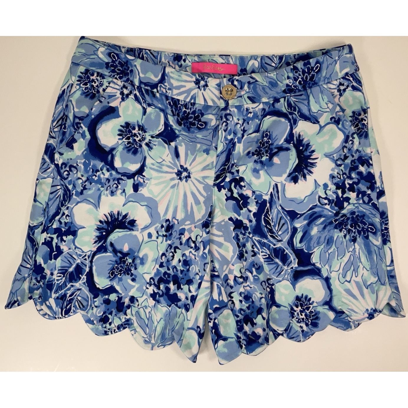 Nwt Women's Lilly Pulitzer Darci Knit Shorts Coastal Blue Catch N Keep Size 2